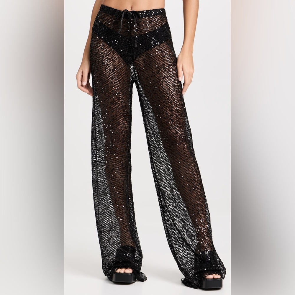 ✨NWT✨ Good American Black Sequin Mesh Pants